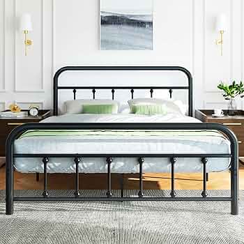 Amazon.com: Shintenchi Queen Size Bed Frame with Headboard